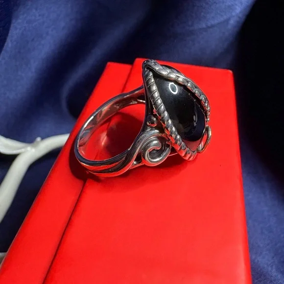 Ring*Carolyn Pollack American West Silver and Black Statement Vintage Ring - Picture 4 of 12